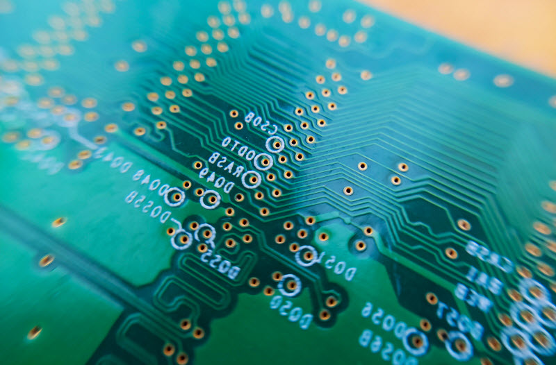 RAM memory circuit board of computer macro close-up